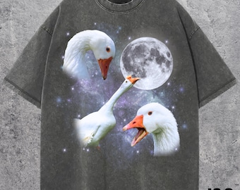 Vintage Goose 90s Graphic Shirt, Goose Lovers Retro Moon Tee, 2000s Nature Moon Alpha Shirt, Nostalgia Unisex Oversize Tee, Goose Party Gift