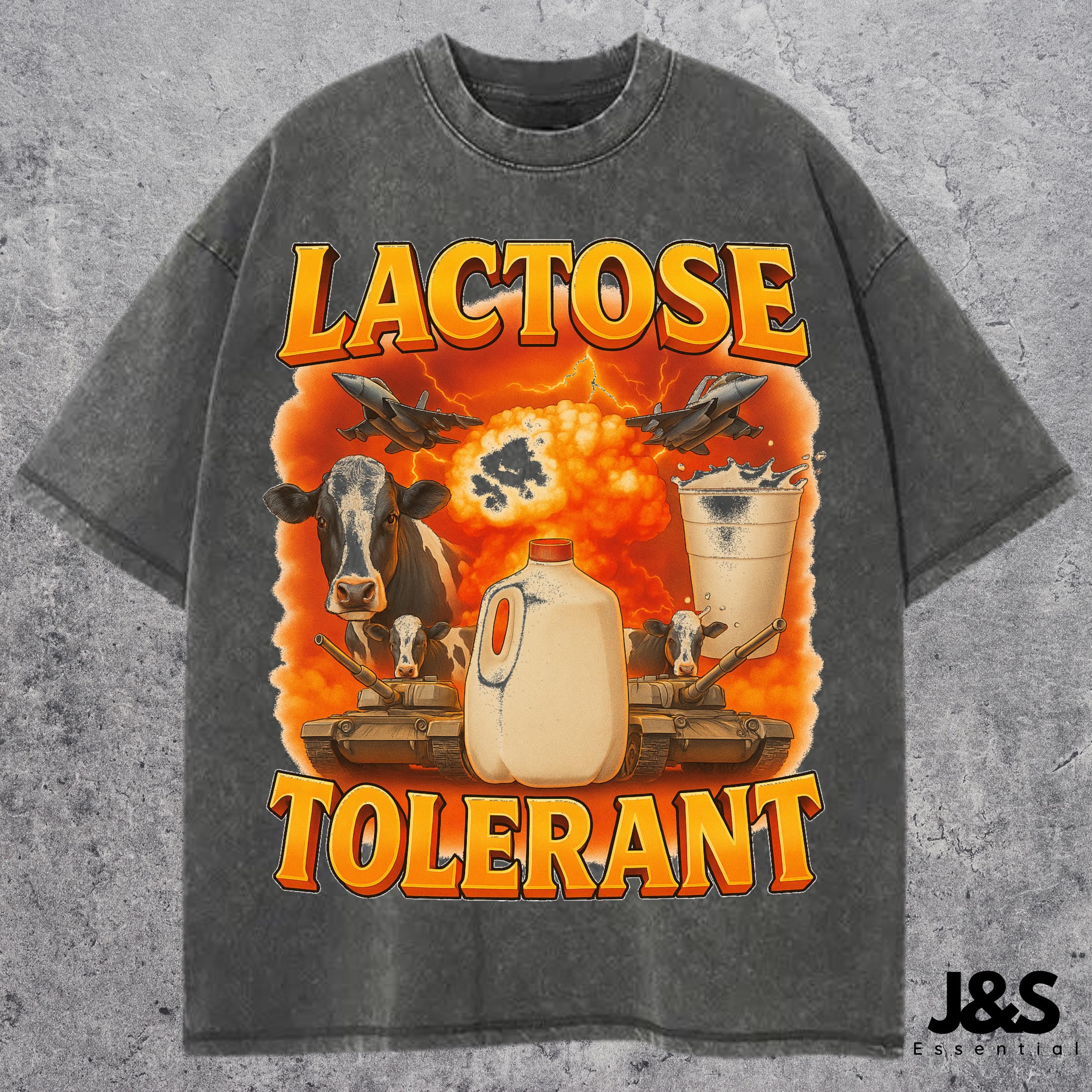 Lactose Tolerant Vintage Graphic T-shirt, Retro Milk 90s Funny