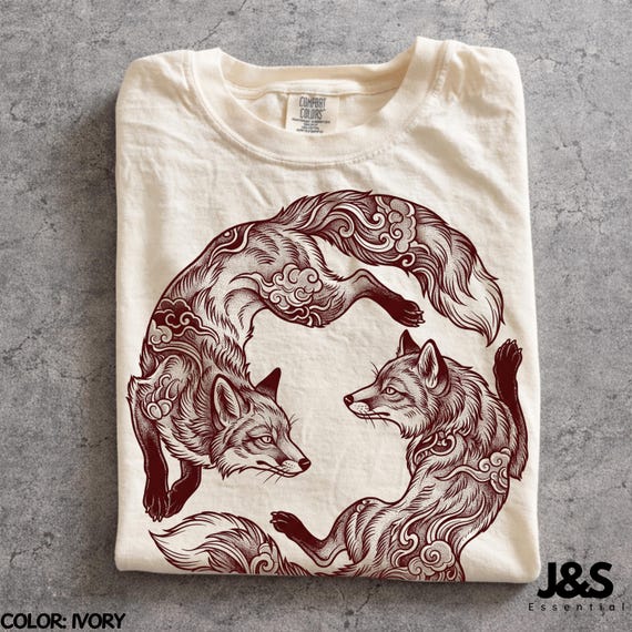 Vintage Fox Shirt, Japanese Fox Tee, Red Fox Graphic Tee, Retro Tattoo Style Shirt, Woodland Animal Tshirt