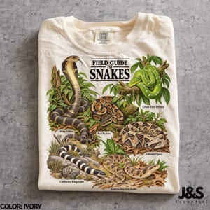 Field Guide to Snakes Shirt, Snake T-Shirt, Reptile Lover Gift, Herpetology Shirt, Python Cobra Viper Comfort Colors® Tshirt