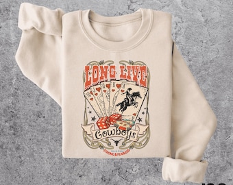 Long Live Cowboy Vintage Graphic Sweatshirt, Rodeo Sweatshirt, Rodeo Lovers, Funny Cowboy Sweatshirt, Oversized Sweatshirt, Cowboy Rodeo
