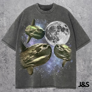 Three Sunfish Mola Mola T Shirt, Funny Ocean Fish Tee, Weird Sea Animal Shirt, Galaxy Moon Sunfish TShirt, Space Ocean Wildlife Graphic Top