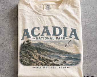 Acadia National Park Shirt, Vintage Acadia Tee, Retro Maine National Park Tshirt, Coastal Nature Hiking Gift Shirt