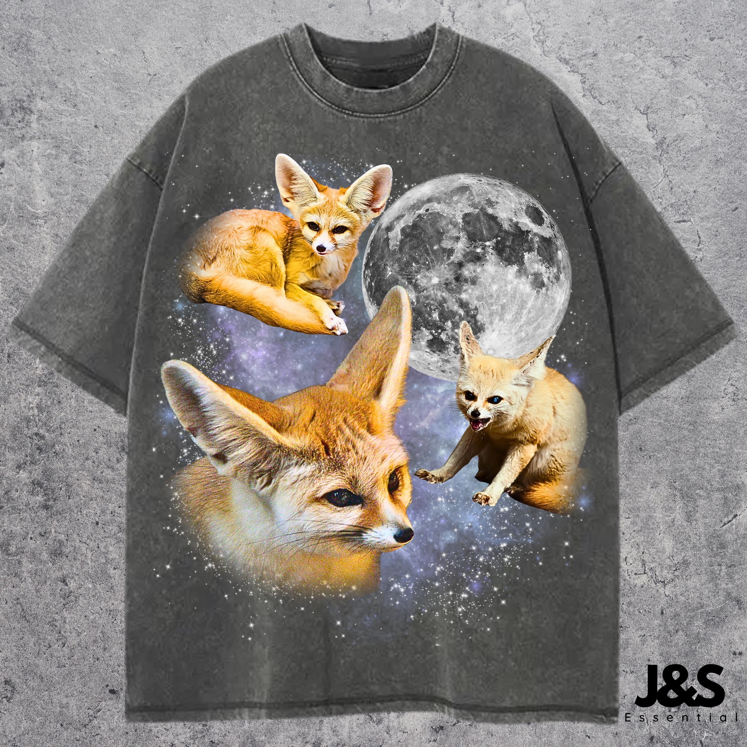 BABYL BIG FOX Tシャツ　Sサイズ Three Fennec Fox Retro Graphic T-shirts, Vintage Fennec Fox Moon