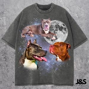 Tre magliette grafiche Pitbull, maglietta vintage con la luna di Pitbull, maglietta Pitbull, maglietta divertente Pitbull, maglietta con meme Pitbull, maglietta Pitbull, maglietta per cani