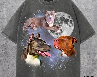 ピットブルのグラフィックTシャツ3枚、ヴィンテージのピットブルムーンTシャツ、ピットブルシャツ、面白いピットブルTシャツ、ピットブルミームシャツ、ピットブルTシャツ、ドッグシャツ