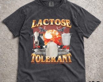 Lactose Tolerant Vintage Graphic T-Shirt, Retro Milk 90s Funny Shirt, Funny Shirts For Friends, Y2k Unisex Baggy Shirt, 2000s Shirt Gift