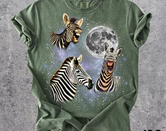 Three Zebra Retro Graphic T-shirts, Vintage Zebra Moon Tshirt