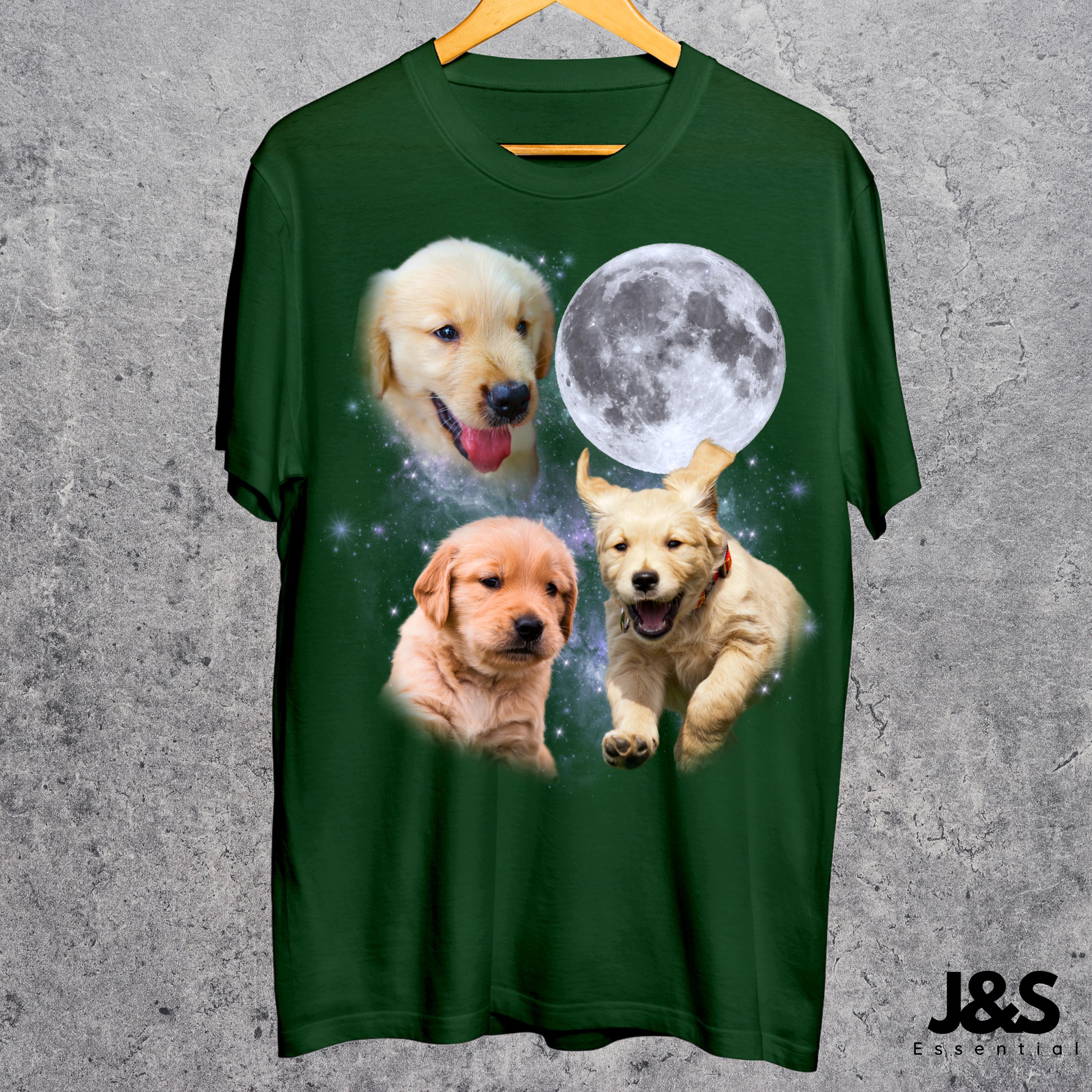 Three Golden Retriever Puppy Graphic T-shirts, Retro Dog Moon Shirt ...