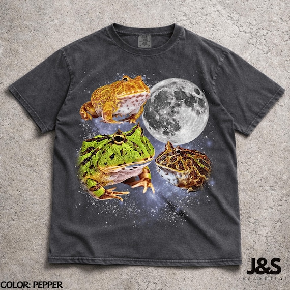 Three Pacman Frogs Moon Shirt, Pacman Frog Lover Gift, Frog Owner Tee, Cute Amphibian Shirt, Fantasy Frog Graphic Tee, Frog Mom Gift