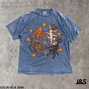 Cryptid Shirt, Bigfoot Tshirt, Cryptid Creatures Tee, Jackalope Shirt, Mythical Creature Tshirt, Weird Animal Shirt, Comfort Colors® Blue Jean