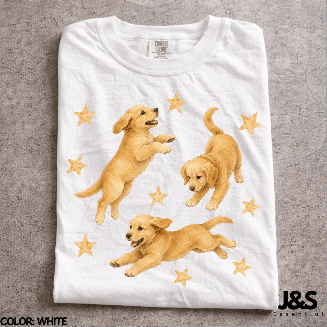 Golden Retriever Puppy Shirt, Cute Dog Lover Tee, Cottagecore Puppy ...