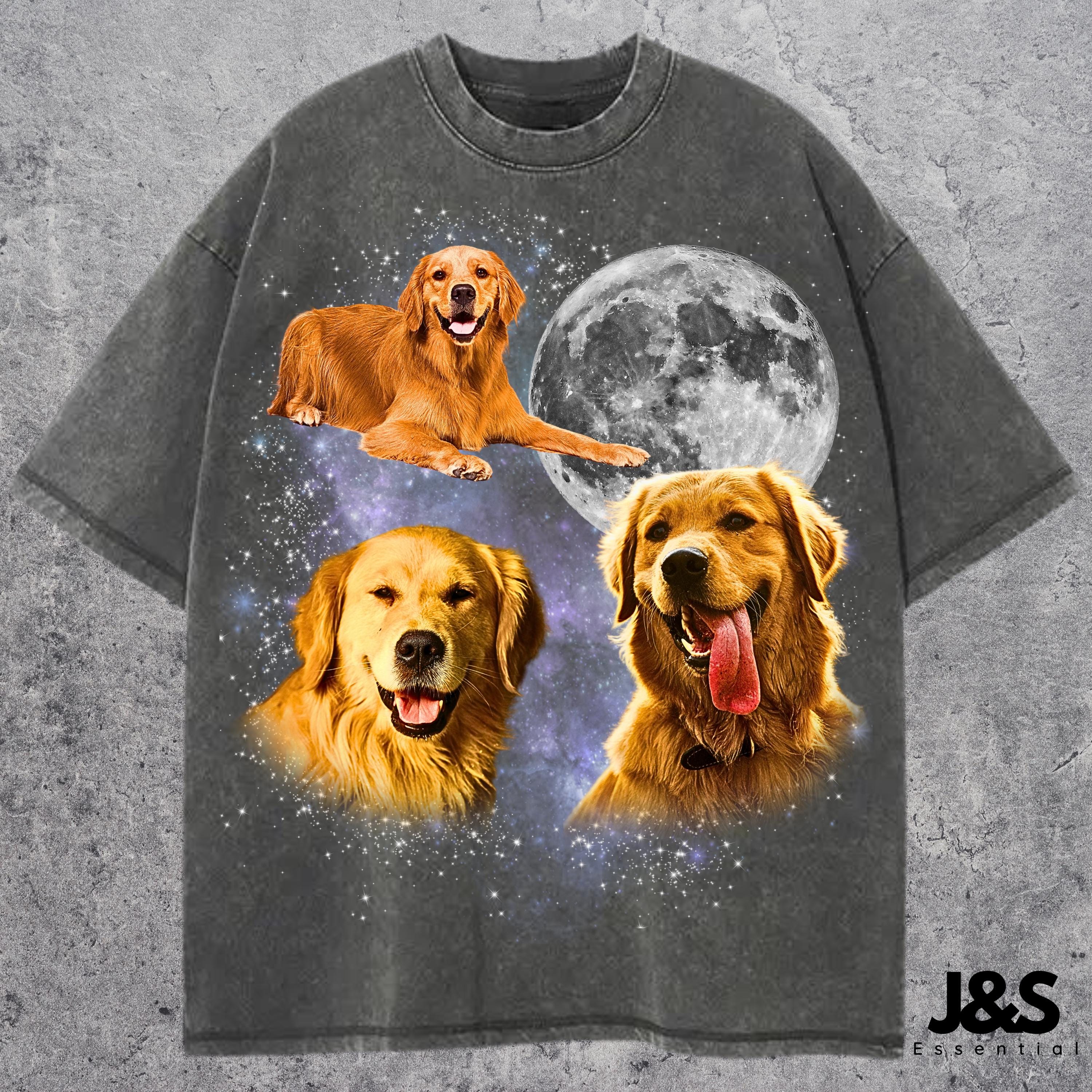 3匹のゴールデンレトリバーのレトログラフィックTシャツ、ヴィンテージ 