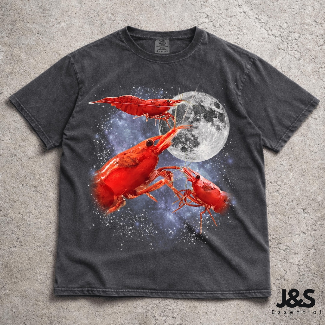 Three Cherry Shrimp Moon Shirt, Neocaridina Galaxy Tee, Aquarium