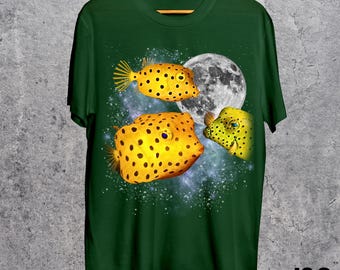 Three Boxfish T Shirt, Funny Yellow Fish Tee, Ocean Animal Graphic