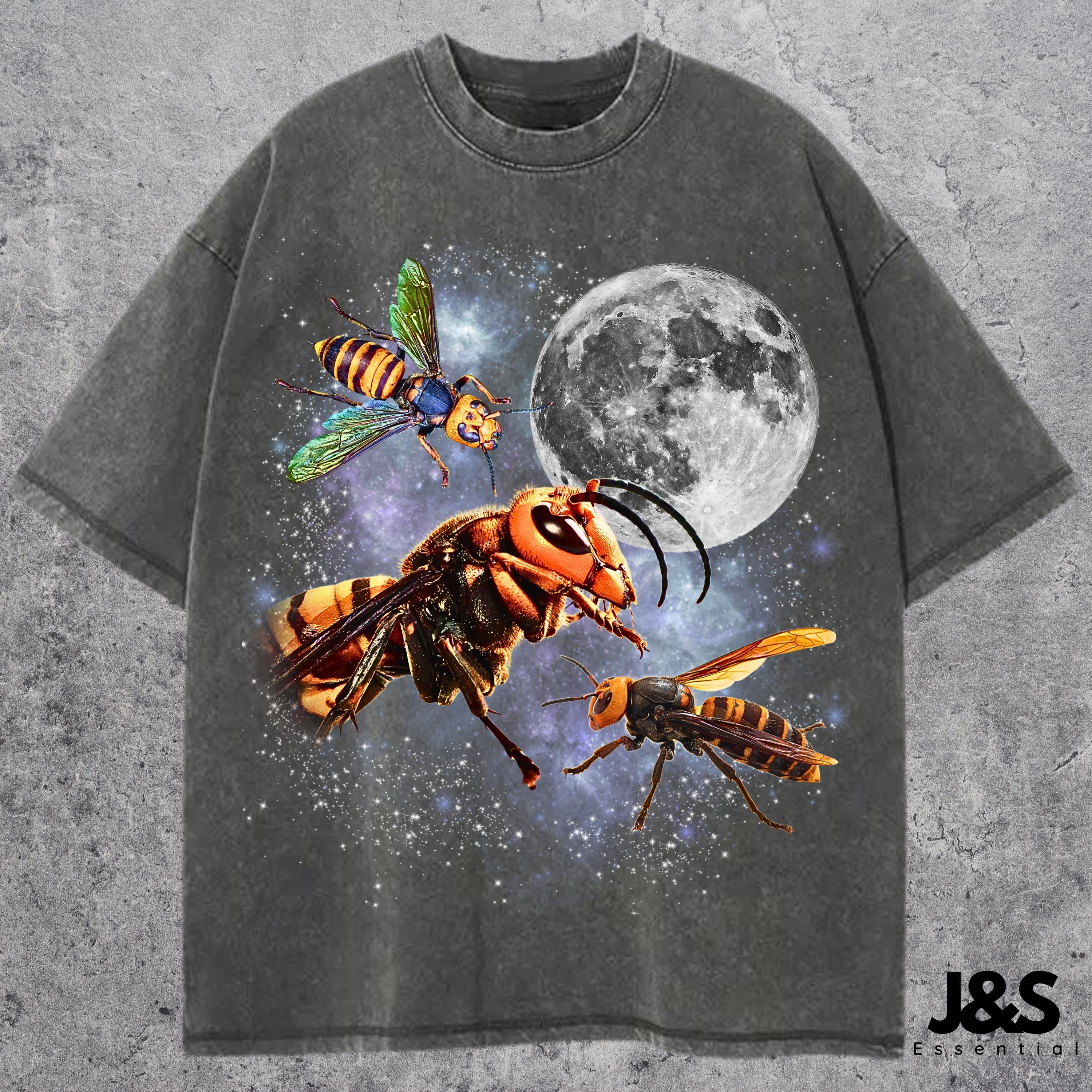JUNHO HYPER スワロフスキー デコTシャツ Mサイズ Three Asian Giant Hornet Retro Graphic T-shirt, Vintage Wasp Moon