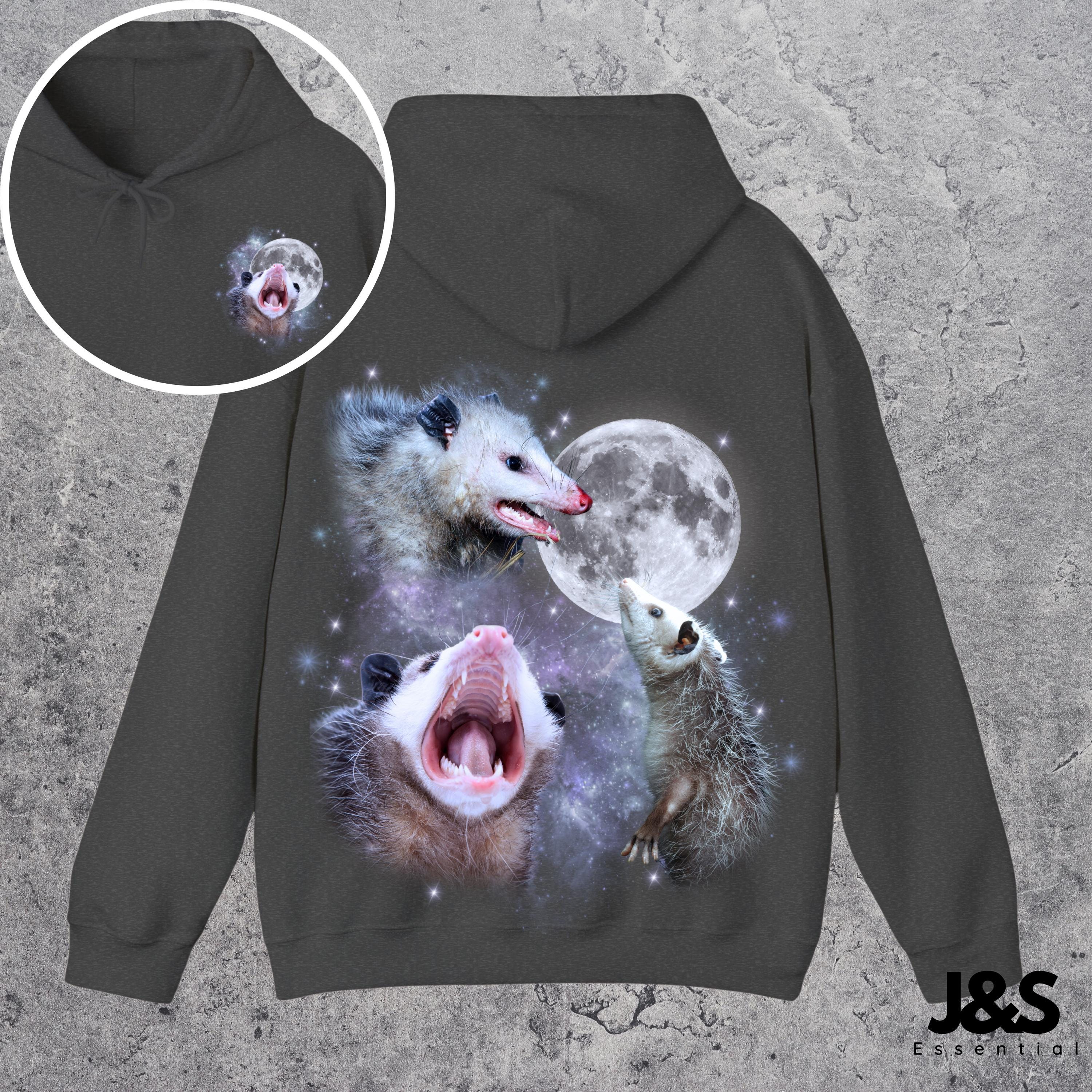 Three Opossum Vintage Graphic Hoodie, Retro Opossum Moon Hoodie, Oversized Opossum Hoodie, Funny Opossum Gift, Opossum Moon, Animal Lovers
