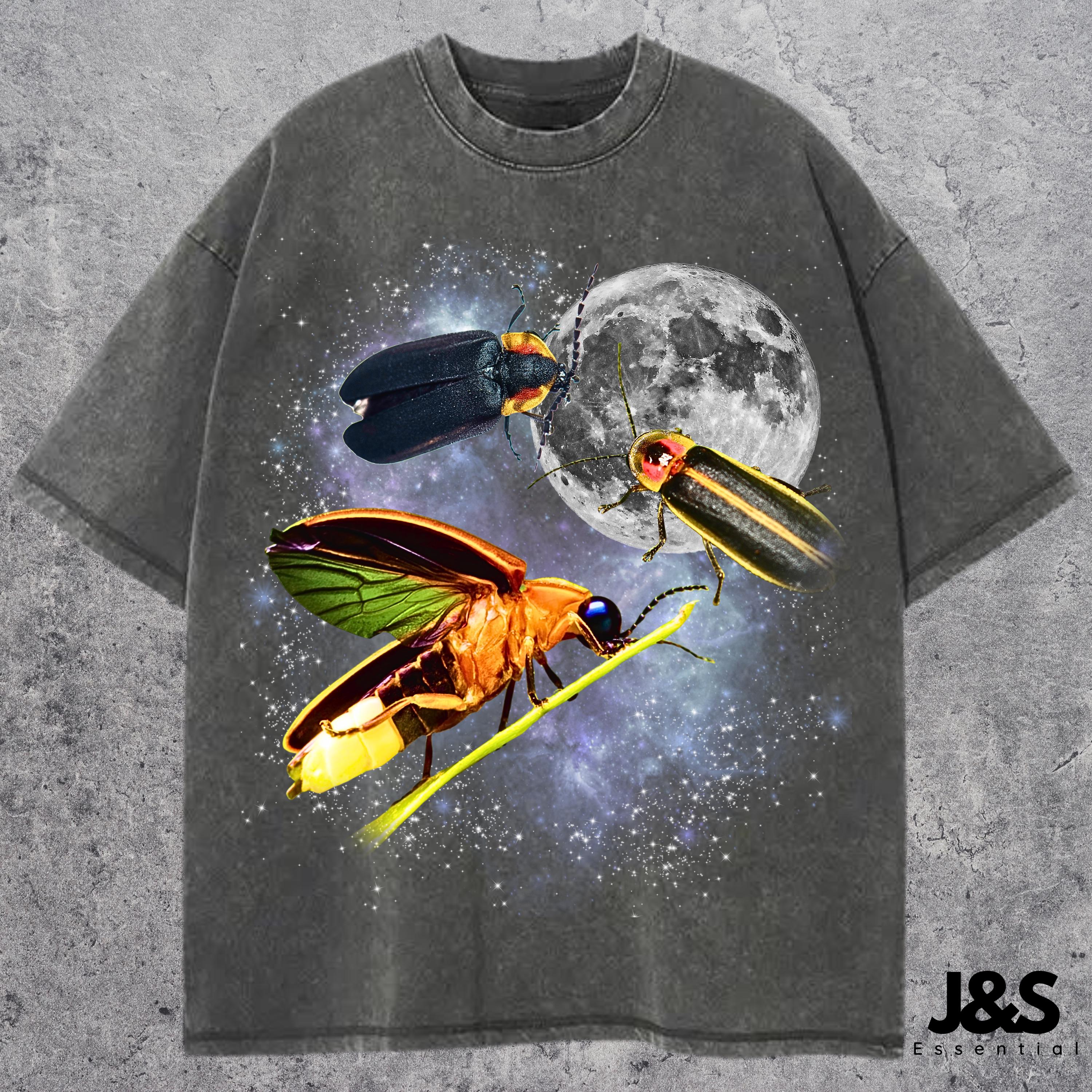 Three Firefly Retro Graphic T-shirt, Vintage Bug Moon Shirt