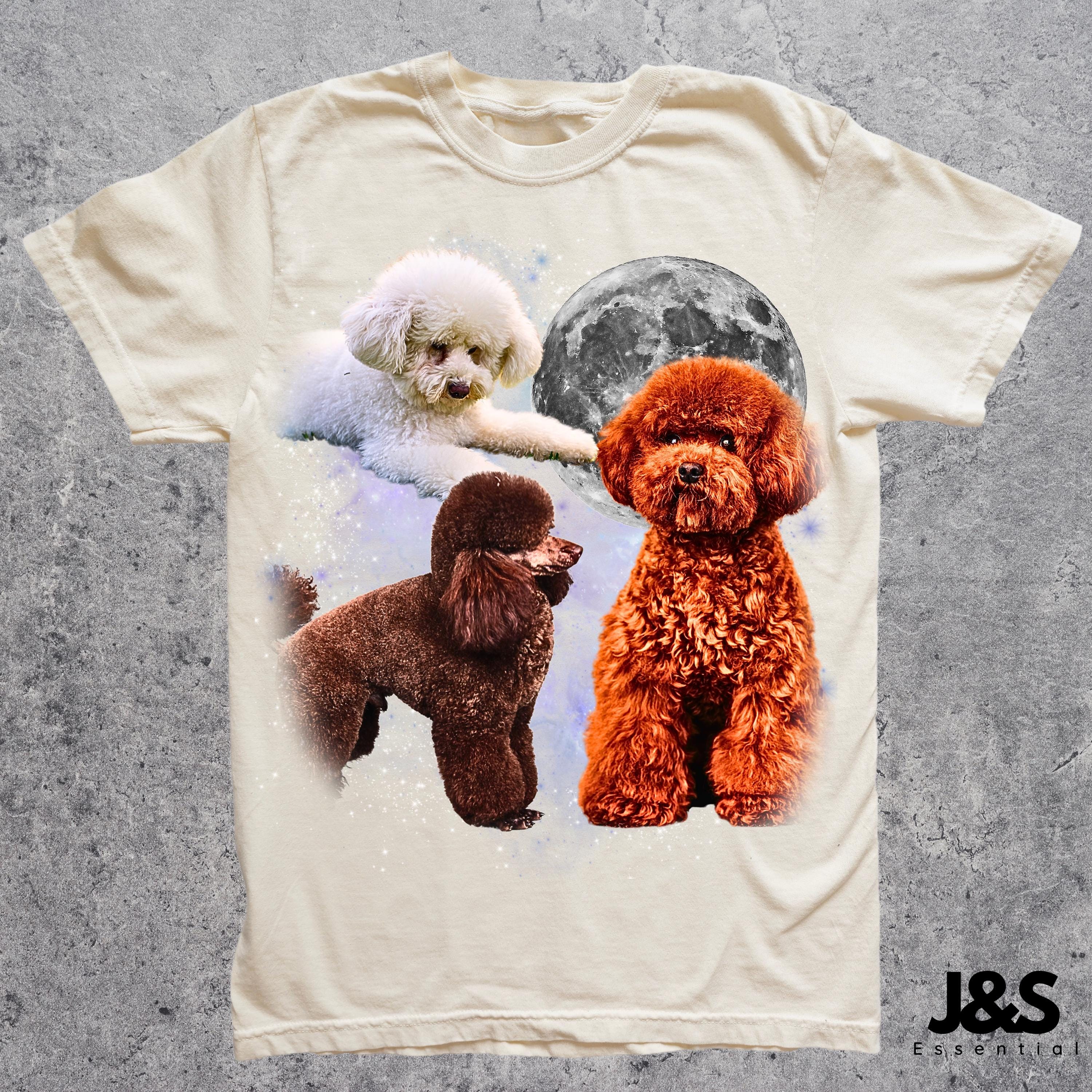 プードルのレトログラフィックTシャツ3枚、ヴィンテージプードルムーン 