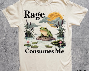 Camiseta Rage Consumes Me, camiseta Frog Pond, camiseta Meme Frog, camiseta unisex de estilo vintage, regalo para amantes de la naturaleza, camiseta retro divertida de rana