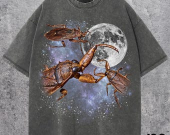 Three Giant Water Bug T-Shirt, Retro Insect Moon Tee, Funny Bug Graphic Shirt, Vintage Wildlife Tee, Unique Nature Lover Gift