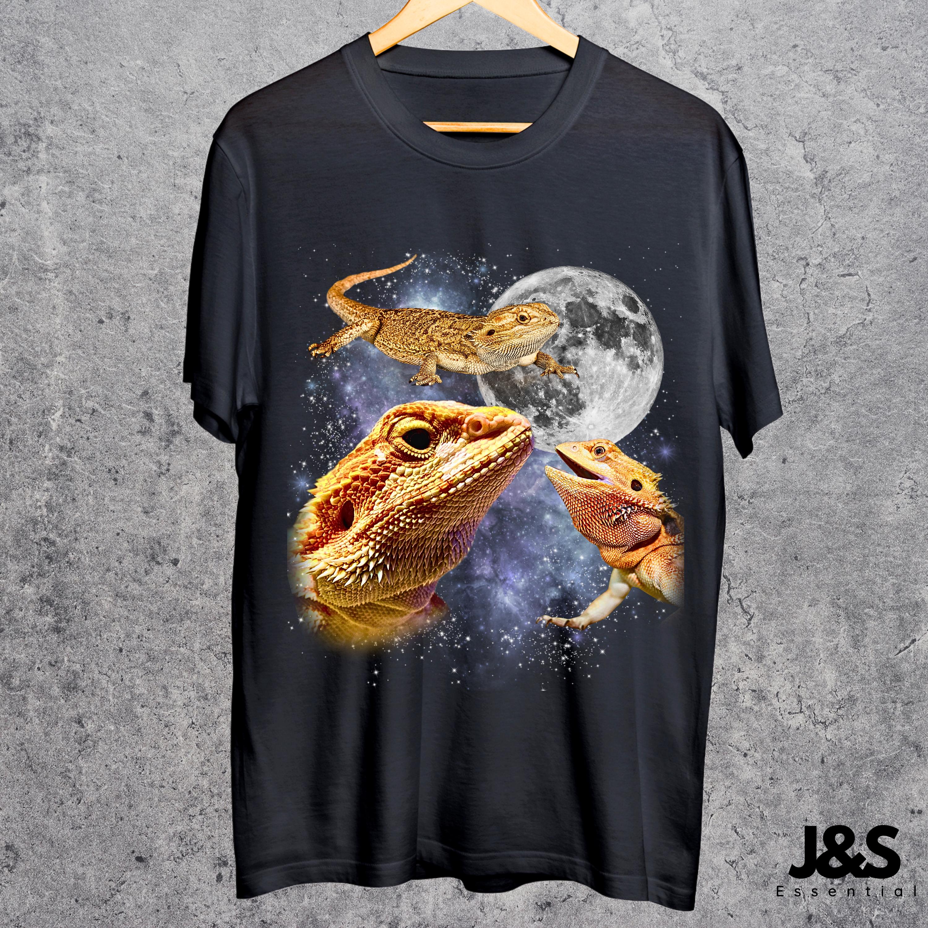 Three Bearded Dragon Moon Tshirt, Funny Lizard Graphic Tee