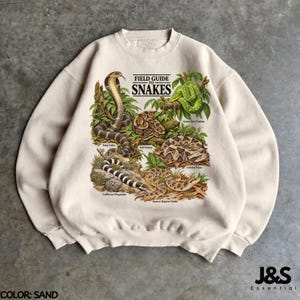 Vintage 90s Snake Sweatshirt, Retro Field Guide to Snakes Crewneck, Ball Python Cobra Rattlesnake Sweater, Reptile Lover Gift, Herpetology