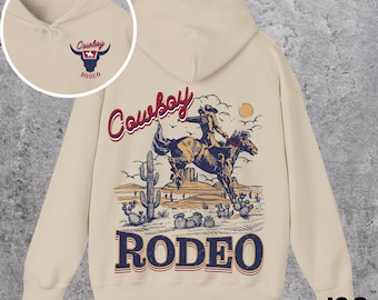 Rodeo Western Cowboy Hoodie, Vintage 90s Graphic Western Hoodie, Retro Rodeo Hoodie, Rodeo Oversize Cowboy Hoodie, Wild West Gift, Cool Gift