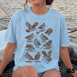 Meep Bird American Woodcock 90s Vintage Tattoo Style Graphic Tshirt, Retro Comfort Colors® Y2k Timberdoodle Wildlife Unisex Tee, Birder Gift Chambray