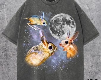 Camiseta gráfica retro de tres jerbos del Gobi, camiseta vintage de luna roedor, camiseta divertida de jerbos, camiseta de animal exótico, top retro extragrande, regalo bonito