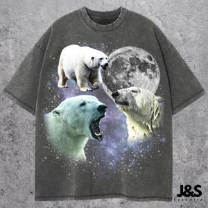 Three Polar Bear Graphic T-shirts, Vintage Polar Bear Moon Tshirt, Polar Bear Shirt, Funny Polar Bear Tee, Polar Bear Meme Shirt, Polar Bear