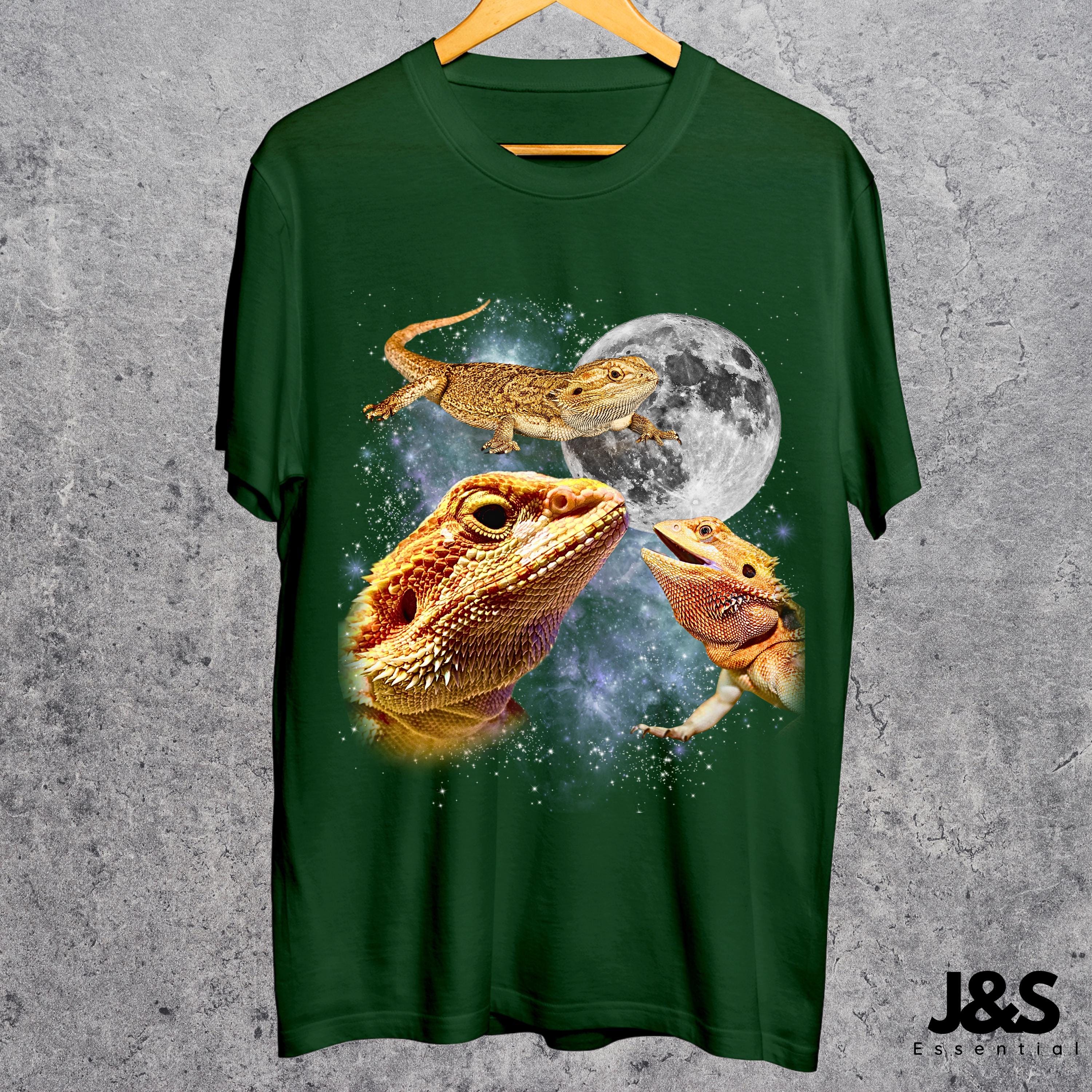 Three Bearded Dragon Moon Tshirt, Funny Lizard Graphic Tee