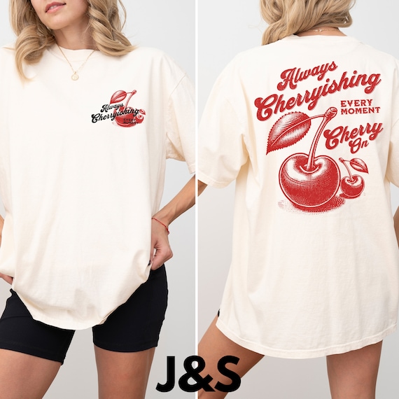 Vintage Cherry Shirt, Retro Cherry Vintage Graphic T-Shirt, Retro Cherry Fruit Tee, Oversized Cherry Tee, Vintage Y2K Shirt, Oversized Tee