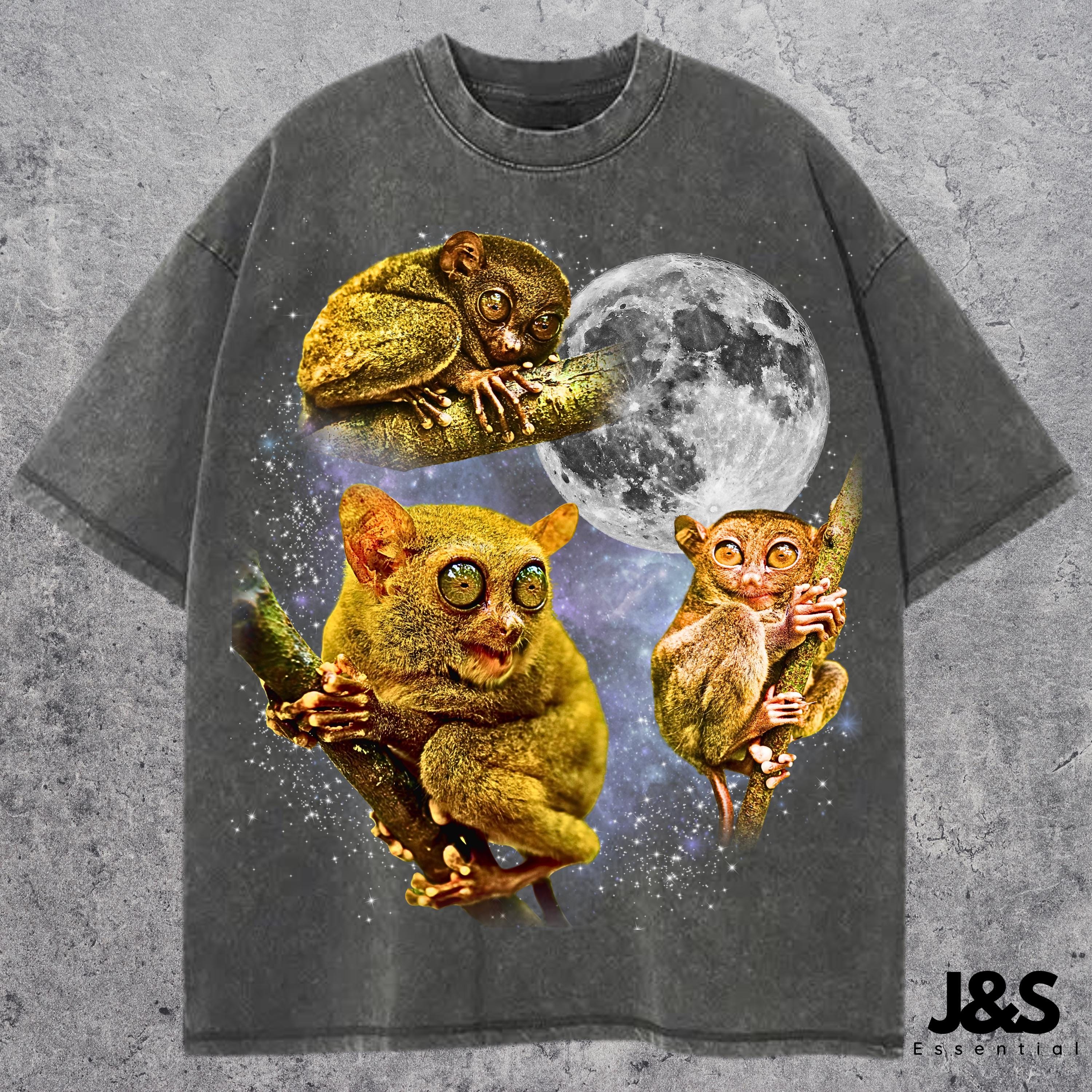 BECOME TREE グラフィックTシャツ Lサイズ Three Tarsier Graphic Tshirt, Cute Nocturnal Primate Tee, Funny