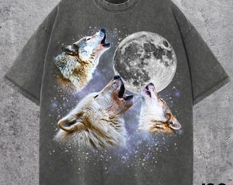 Three Wolves Graphic T-shirts, Vintage Wolves Moon Tshirt, Wolf Shirt, Funny Wolf Tee, Wolves Meme Shirt, Wolves Shirt, Comfort Colors