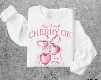 Coquette Cherry Sweatshirt, Retro Fruits Vintage Graphic Sweatshirt, Retro Cherry Sweater, Oversized Cherry Sweater, Vintage Y2K Sweatshirt
