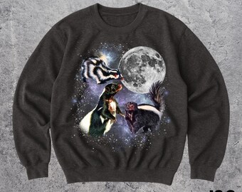 Three Skunk Moon Sweatshirt, Funny Skunk Crewneck, Unique Celestial Animal Hoodie, Cute Wildlife Lover Gift, Galaxy Skunk Sweatshirt