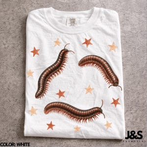 T-shirt met duizendpoot, Comfort Colors T-shirt met duizendpoot, cadeau voor insectenliefhebbers, T-shirt met griezelige insecten, T-shirt met entomologische natuurprint