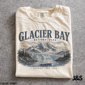 Glacier Bay National Park Shirt, Alaska Mountain Tshirt, Vintage National Park Tee, Retro Wilderness Graphic Tee, Nature Gift Ivory