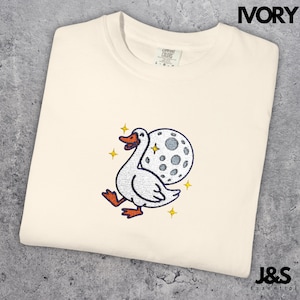 Embroidered Silly Goose Moon Comfort Colors Tshirt, Goose Tshirt, Funny Tshirt, Unisex Goose Funny Shirt, Goose Shirt, Goose Meme Tee