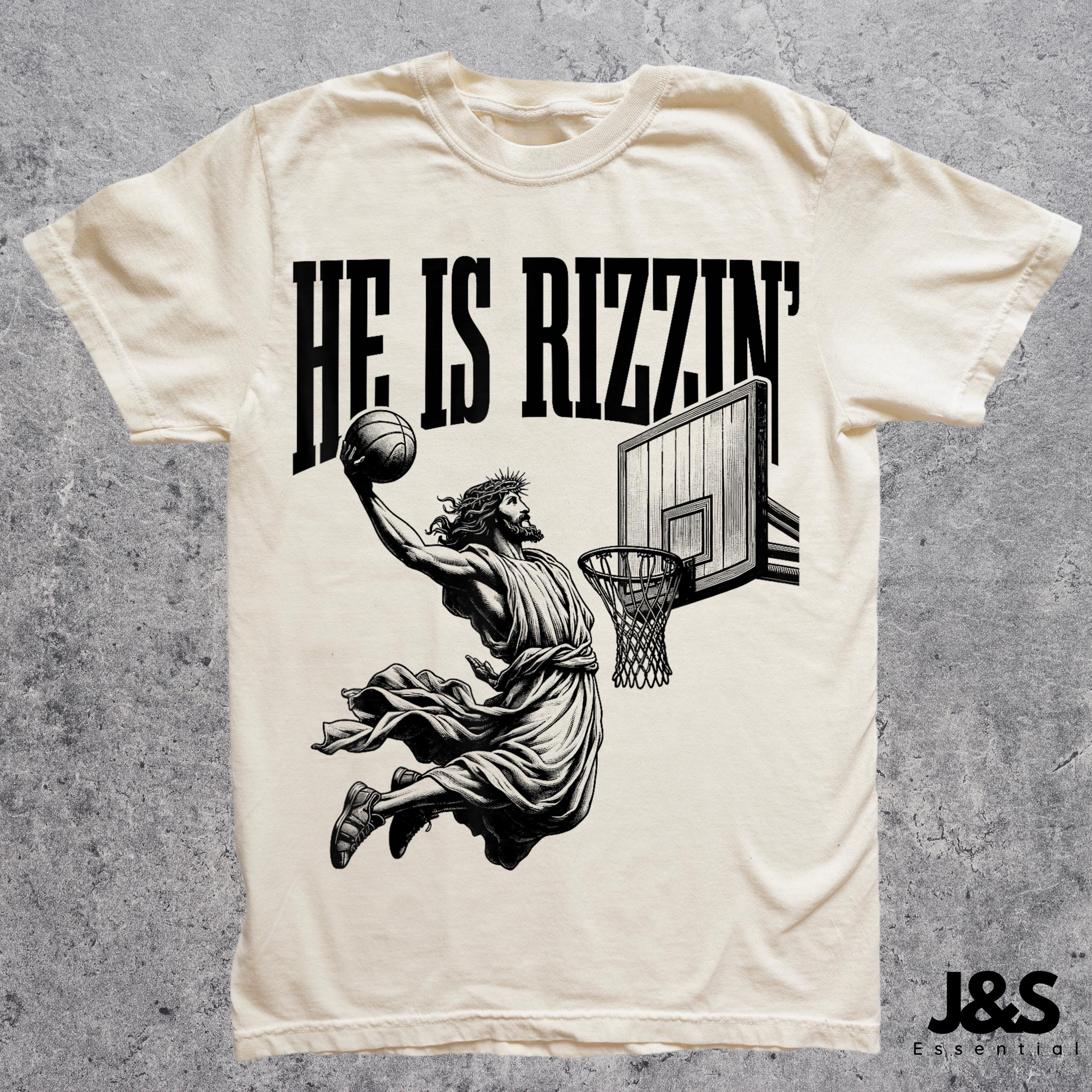 He is Rizzin Vintage Graphic T-shirt, Retro Jesus Shirt, Oversized