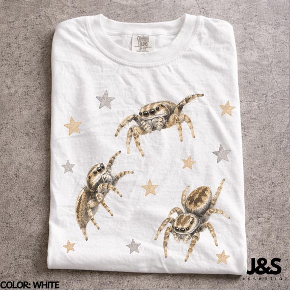 Vintage Jumping Spider Shirt, Retro Arachnid Graphic Tee, Cute Spider Aesthetic Top, Comfort Colors® Bug Lover Gift, Artistic Y2K
