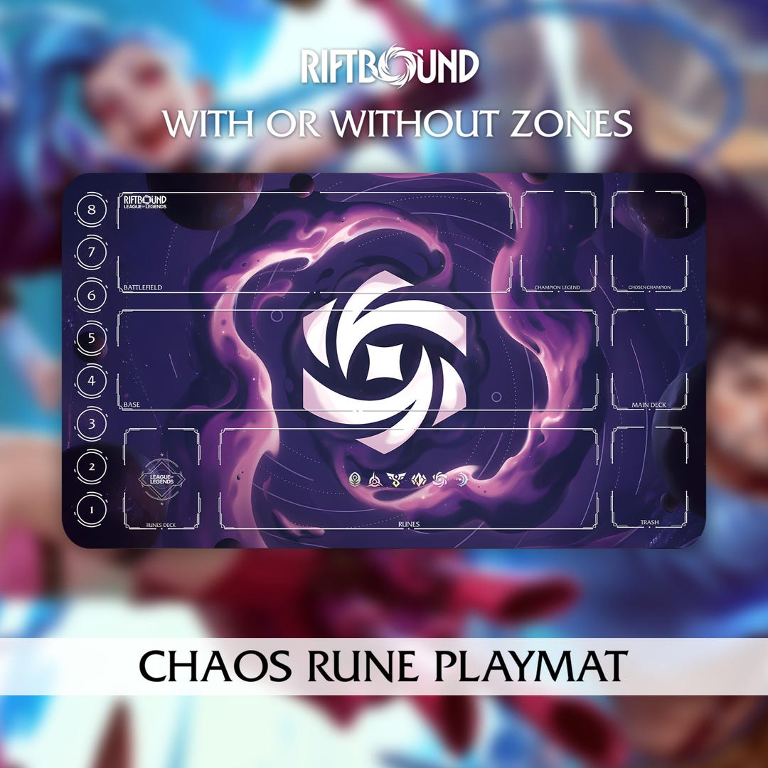 Playmat Lol Riftbound TCG β Chaos Rune (with or Without Zones) Stitched ...