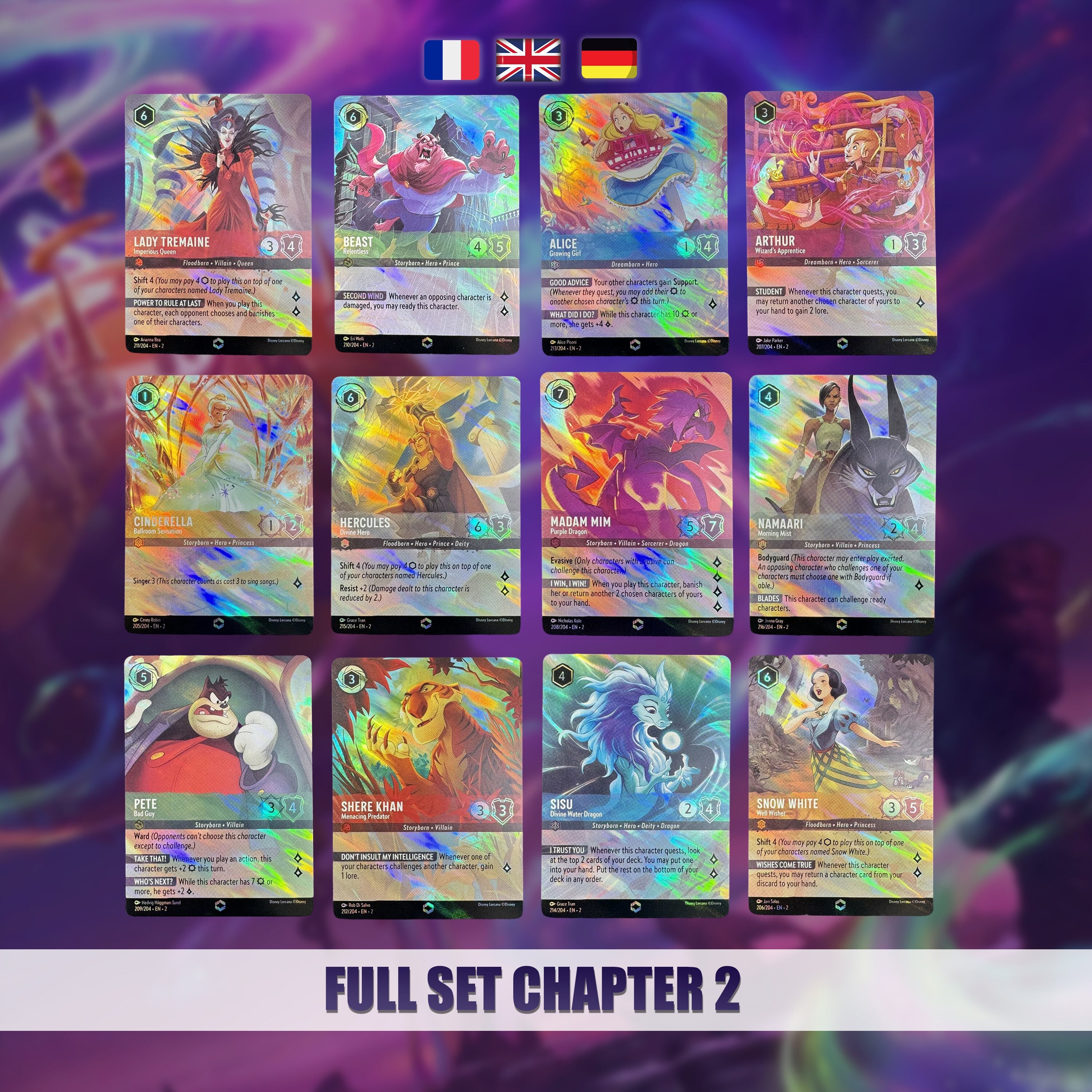 Lorcana Proxy Card | Full Enchanted Set Chapter 2 (EN/FR/DE) - Etsy