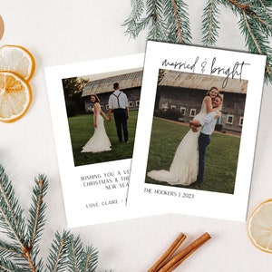 Married & Bright Christmas Photo Card, First Christmas Printable Christmas Card, Editable Photo Christmas Card, Wedding Christmas Card