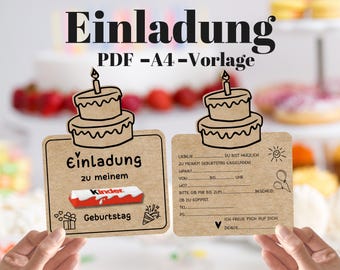 Children's invitation - A4 PDF print template, invitation card children's birthday