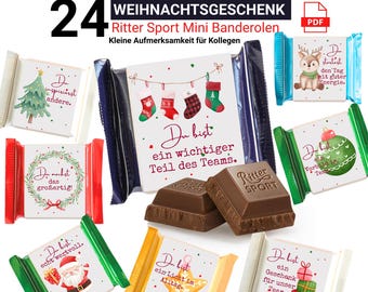 Ritter Sport Mini Banderolen Weihnachten | PDF zum Ausdrucken | Weihnachtsgeschenk  für Kollegen | | Weihnachtsgruß für Mitarbeiter