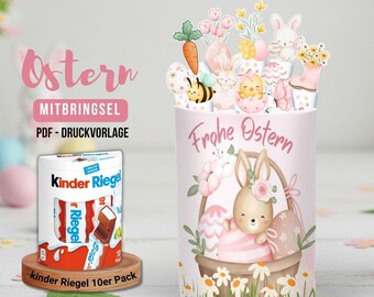 Easter Gift Printable Template – 12 Wrappers for Kinder Chocolate – PDF A4 Instant Download – Small Easter Greetings Gift Idea for Children
