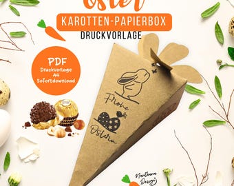 Easter Carrot Paper Box Printable PDF – Easter Gift Box for DIY Project – A4 Printable Carrot Box – Small Gift for Kindergarten & Elementary School