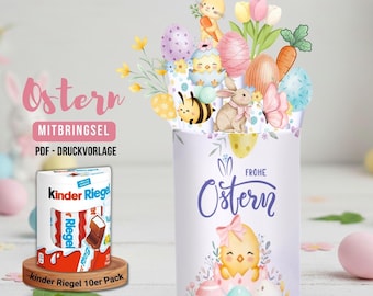 Easter Gift Printable Template – 12 Wrappers for Kinder Chocolate – PDF A4 Instant Download – Small Easter Greetings Gift Idea for Children